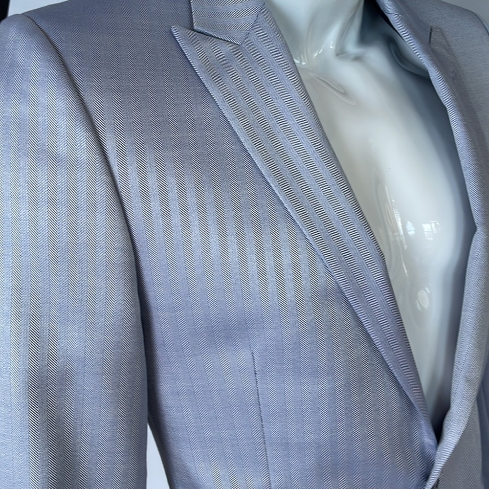 Versace Light Blue Herringbone Sport Jacket 48 Euro Short - Picture 6 of 14